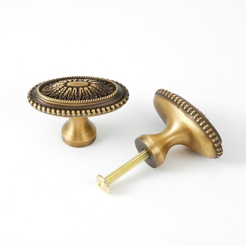 Oval Cabinet Knob Art Deco Cabinet Handle Solid Brass Drawer Knob - Picture 9 of 14