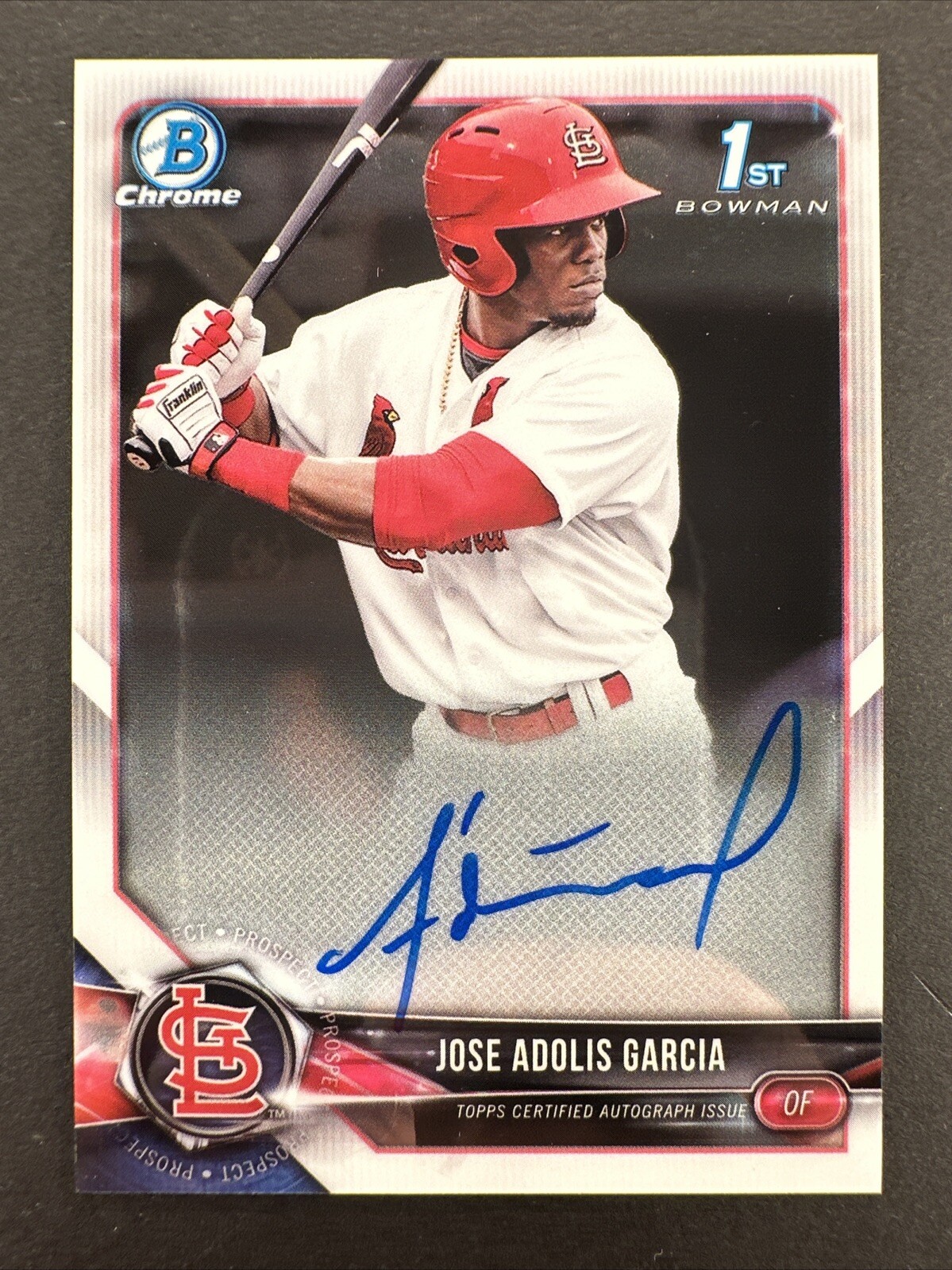 2018 Topps Bowman Chrome Jose Adolis Garcia 1st Auto Rangers #CPA-BW MVP 🔥