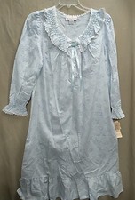 Vandemere size M Blue Ditsy Floral Prairie Nightgown Smocked, Ruffle, Cotton