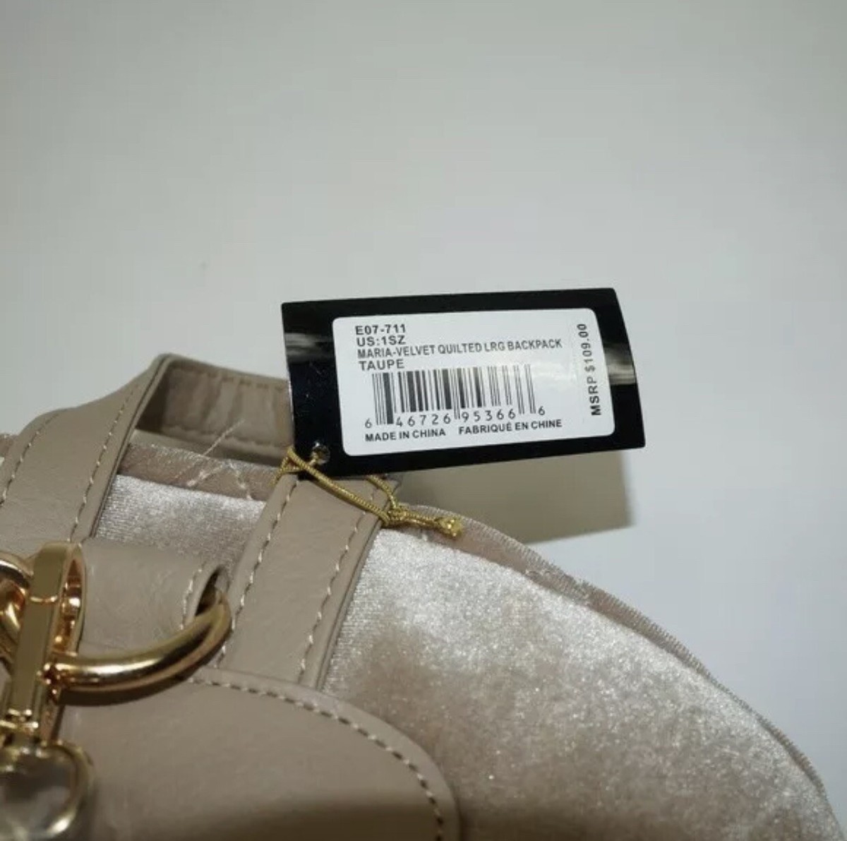 Bebe Julia Diamond-Quilted Velvet Mini Backpack in Taupe bebe Mini Backpacks for Women for sale | eBay main image 2