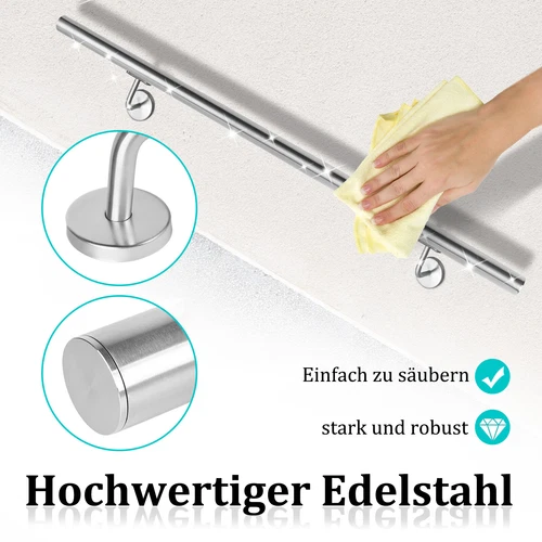 Edelstahl Geländer Wand Handlauf Treppe Haltegriff Balkongeländer Innen & Außen - Bild 5 von 19
