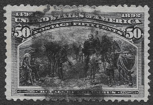 US Stamps Scott #240 VF Used 50c Dull Slate Blue Columbian SCV $175