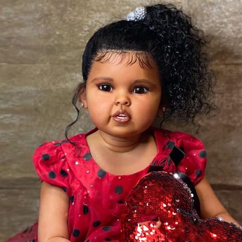 Muñeca Reborn Acabada Piel Negra 30 pulgadas Niña Pequeña Paño de Pelo Negro Cuerpo Niño Regalo - Imagen 5 de 6