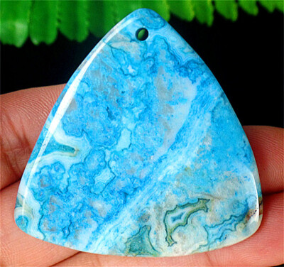 42x41x6mm Blue Crazy Lace Agate Triangle Reiki Pendant Bead