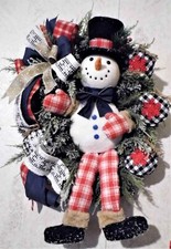 SNOWMAN WREATH, Snowflake Wreath, Snowman Christmas or Winter Wreath, Snowman