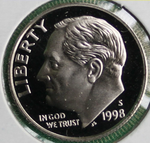 1998 S Silver Proof Roosevelt Dime Ten-Cent Coin 10c from US Mint Proof Set