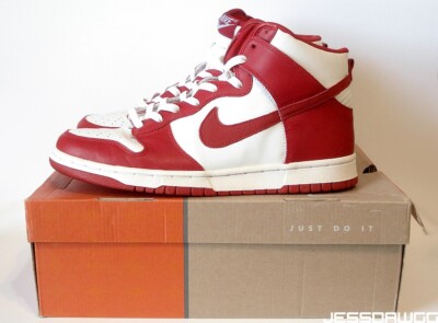 USED US 10 Mens Nike Dunk High varsity red & white 304717  display picture 1