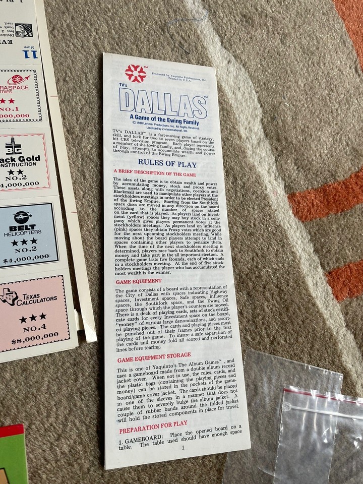TV's Dallas Board Game A Game of the Ewing Family eBay