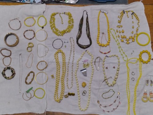 Yellow Jewelry Lot Necklace Bracelet 