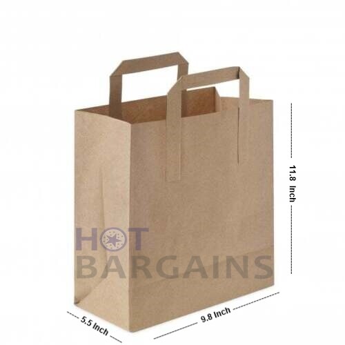 Papiertüten mit Griffen braun Größe S/M/L/XL Mitnehmen Lebensmittelbeutel SOS-Taschen - Bild 15 von 17