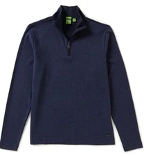 Hugo Boss Green label C-Piceno 1/4 Zip Sport Sweater Blue Size  S $165