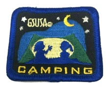 PATCH GSA Girl Scouts GSUSA Camping Tent Moon Stars Black Blue