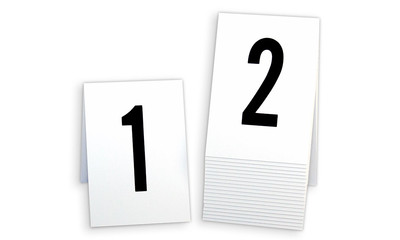Plastic Catering Markers 1-40 Tent Style, White w/ black number, Free shipping