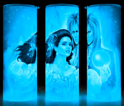 Glow in the Dark Labyrinth 80s Fantasy Movie Jareth and Sarah Cup Mug Tumbler