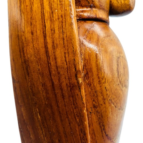 Vintage Thai Sawasdee Lady Woman Welcome Statue Figurine Hand Carved Wood 21” - Picture 8 of 10