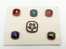 Badges Pin Pentathlon 1974 Vintage Set of 6 Olympic Sport Collectible USSR