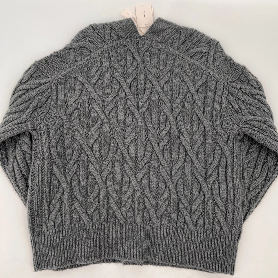 Cárdigan Vince Tejido con Cable Entrelazado Talla XS Lana Merino Cachemira Suéter Foto 4 de 4