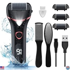 Rechargeable Electric Foot Callus Remover, Waterproof Pedicure Tool, 3 Rollers