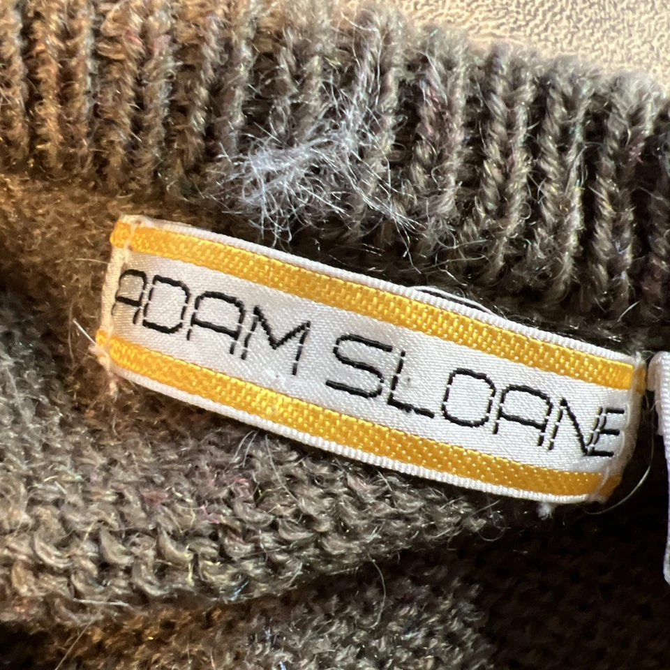 Vintage Adam Sloane Cardigã Suéter Colete Masculino G Marrom Fuzzy Mohair Vovô - Imagem 2 de 4