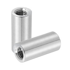 2Pcs 304 Stainless Steel M10x1.5mm Round Coupling Nuts, 0.63x1.38"(ODxH)