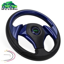 Blue 320mm 12.5inch Pvc Drifting Racing Steering Wheel Universal Flat Dish Jdm