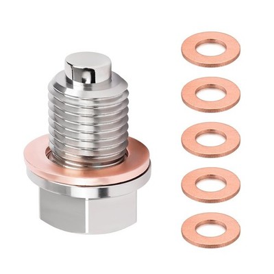 M12×1.5 Magnetic Oil Drain Plug, Aluminum Alloy Oil Pan Drain Plug with 5 C