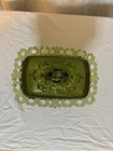 Vintage MCM Avocado Green Indiana Glass Candy Dish Lace Edge with Lid — photo 2