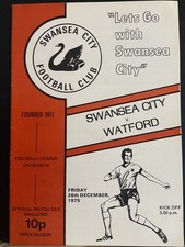 SWANSEA CITY v WATFORD, 26/12/1975 DIVISION 4, MINT CLEAN CONDITION,