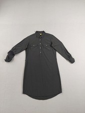 Eddie Bauer Women Shirt Dress S Black Popover Roll-Tab Sleeve 1/4 Button Outdoor