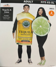 Couples Men's Women's Costume Tequila & Lime Halloween Costume Size XS-XL NEW