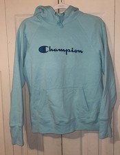 CHAMPION Ladies Light Blue Hoodie Sweatshirt M