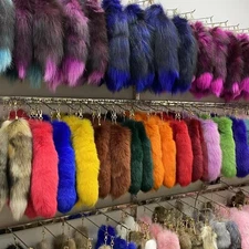 16"-18" Real Fox Fur Tail Keychain Bag Charm Purse Pendant Costume Cosplay Toys