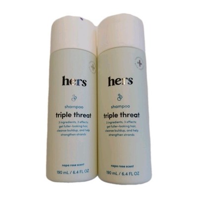 Hers Triple Threat Shampoo 2 Pk Napa Rose Scent Fuller Looking Hair 6.4oz Each