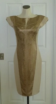 Vestido Couture Azru Kaprol Beige Seda Dorado Lentejuelas Avant Garde Pasarela 38 S $1000 - Imagen 1 de 4