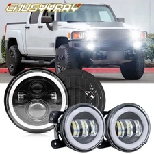 7" LED Headlamp Headlights & 4'' Fog Lights for Freightliner Coronado 2001-2016