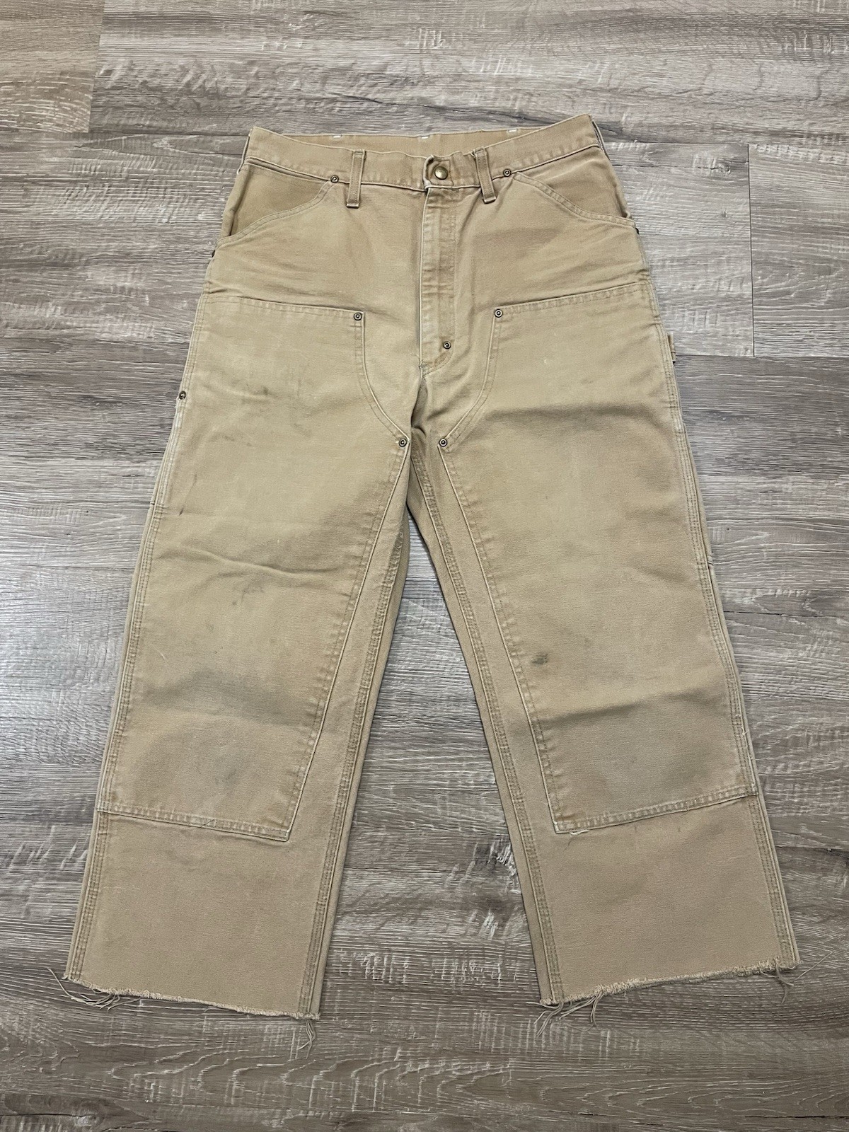 Vintage 80s Carhartt Double Knee USA Made Tan Carpenter Pants Scovill Zip 32x28 thumbnail 2