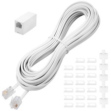 Uvital 25 Feet Phone Line Cord, RJ11 Cable, 25 feet, White-25FT