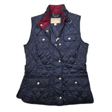 Banana Republic Quilted Vest Womens XS Navy Blue Corduroy Collar Snap & Zip