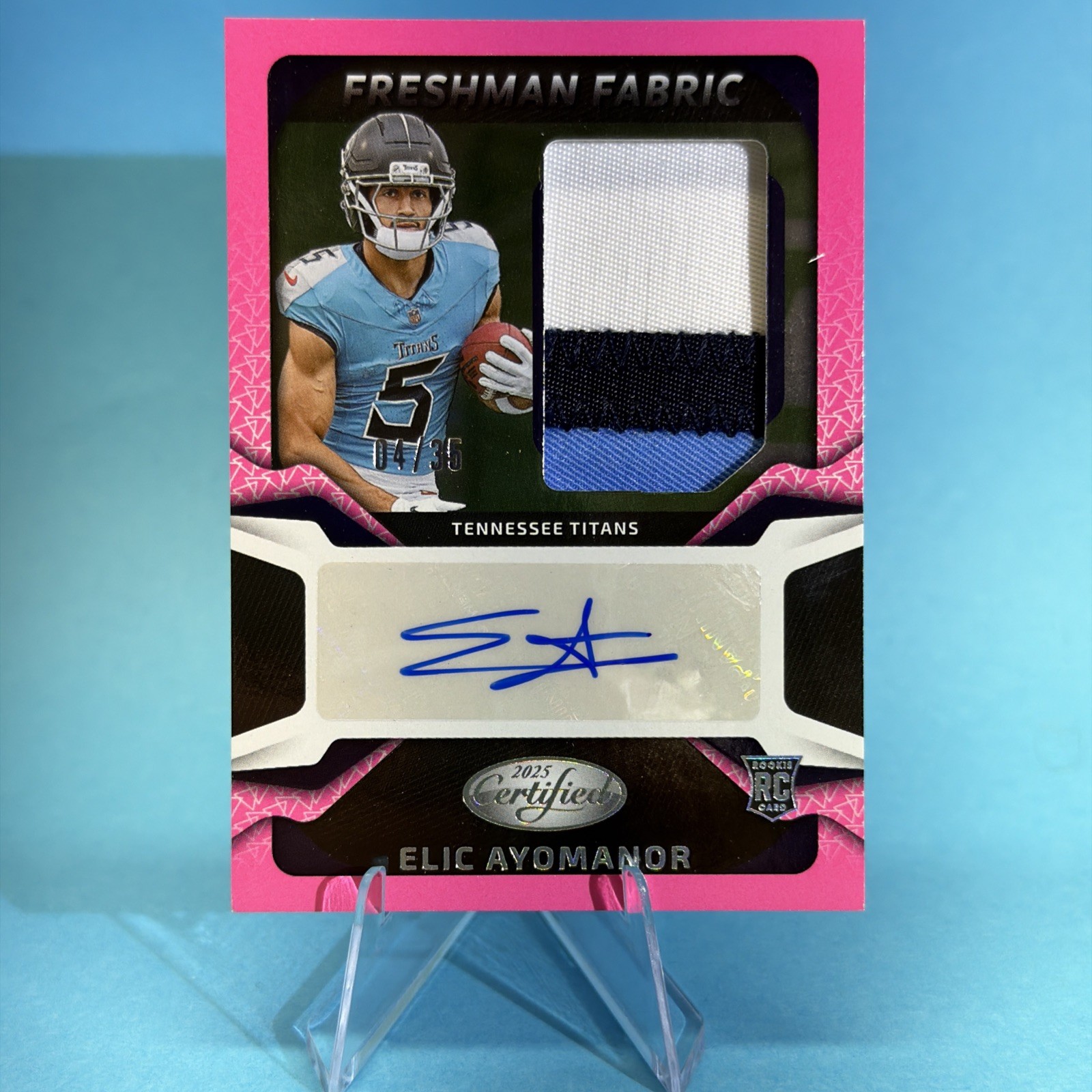 2025 Certified Freshman Fabric Mirror Signatures Elic Ayomanor Pink Etch RPA /35