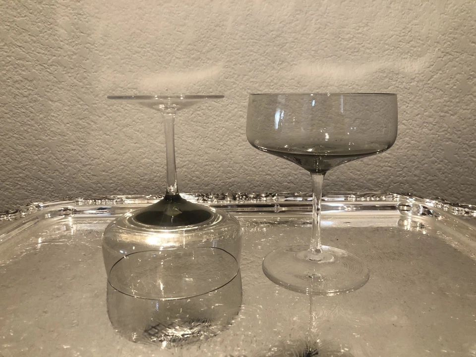 Vintage - 8 Peill Cora Crystal Smoke/Gray Sherbet/Champagne Glasses Rosenthal - Image 4 of 4