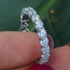 1 Carat Round Cut Eternity Wedding Band Solid 14K White Gold Gift For Women