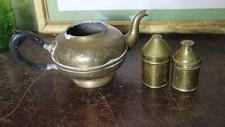 lot laiton, theiere, saliere, poivrier