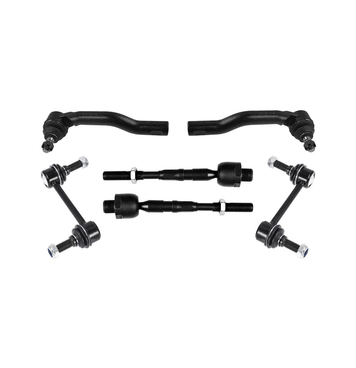 6pc Front Suspension Kit For 2016-2018 Ford Edge Lincoln MKX – Inner & Outer Tie Rods + Sway Bar Links – Detroit Axle
