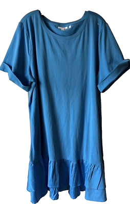 Chico's Women's Blue 100% Linen Short Sleeve Tiered Midi Dress Size 4 US  20. XXL | eBay