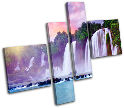 Waterfall River Forest Lake Canvas Artwork Picture Print Wall Hanging Photo