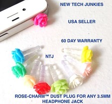 ROSE FLOWER DUST PLUG 3.5mm headphone jack for iPhone 4s 5c 6 plus galaxy s6 s7