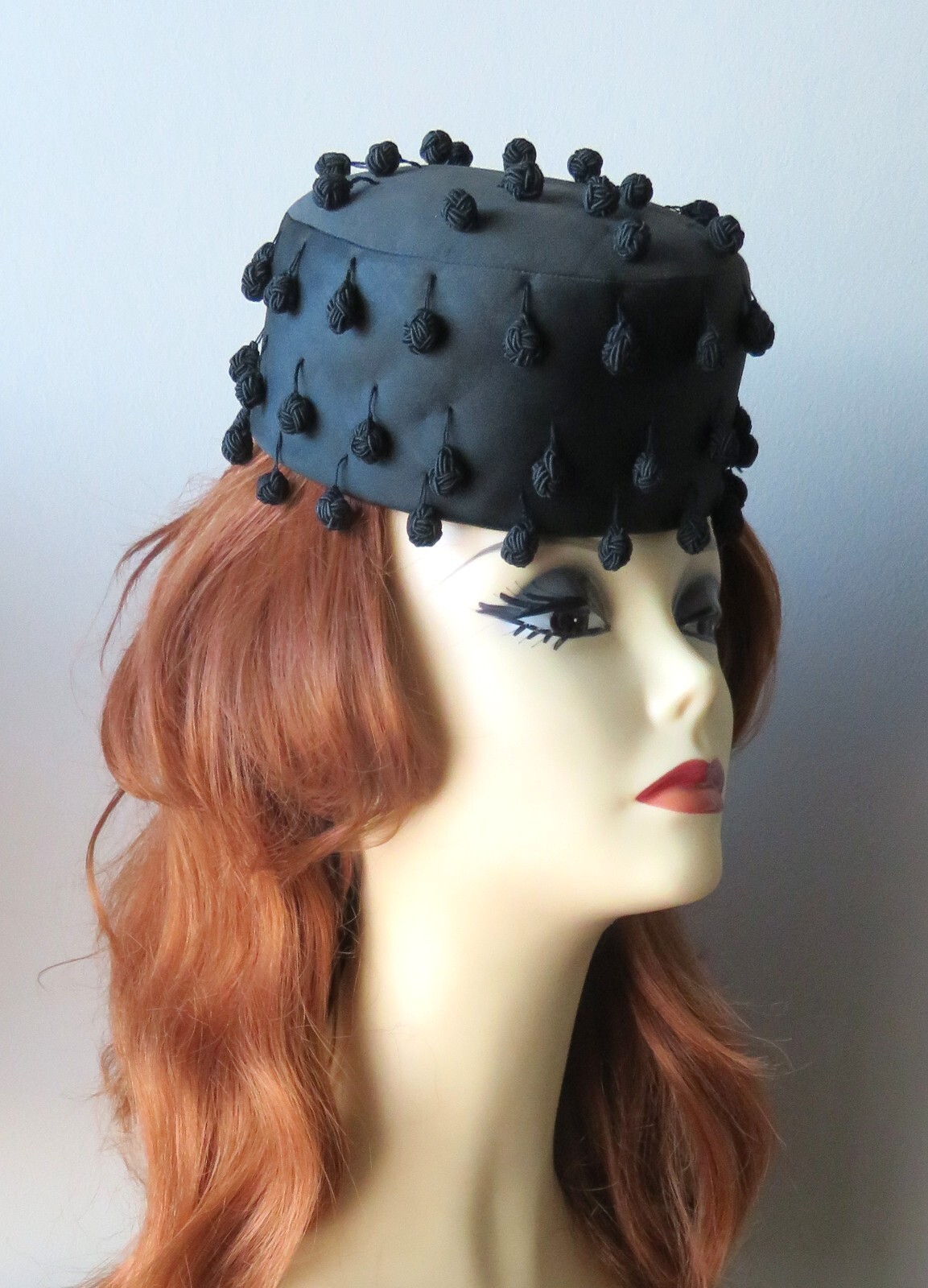 Stunning 1960's Women's Hat Black Pillbox Fascinator … Gem