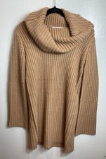 BB Dakota Y2K Chunky Knit Mini Sweater Dress Size S Brown Cowl Neck Boho Cozy