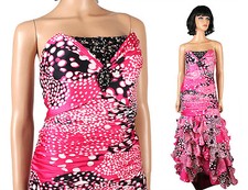 Strapless Prom Dress 8 M Alyce Designs Pink White Black Polka Dot Mermaid Gown