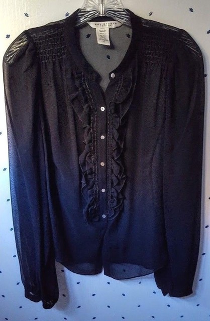 black ruffle blouse long sleeve